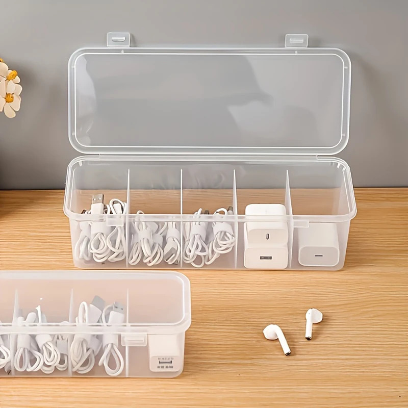 Battery Case Storage - Transparante kabelorganizer met deksel, stofdichte opbergkoffer,