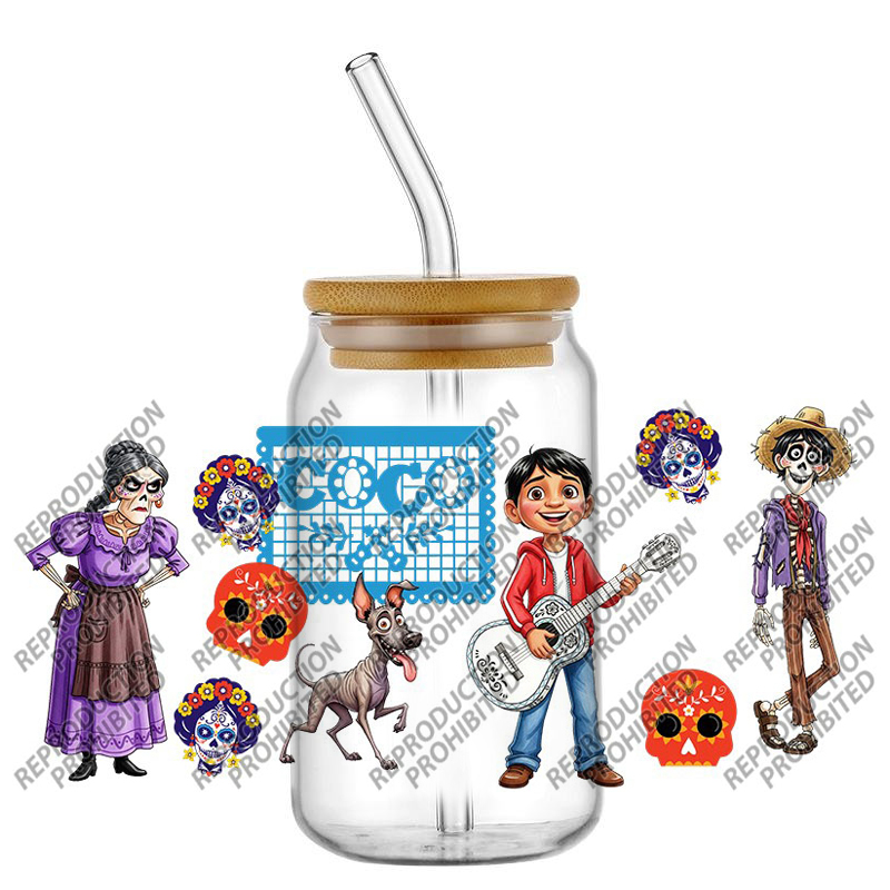 Rdta Tank Glass - Muziek Coco Cartoonfiguur 16OZ UV DTF